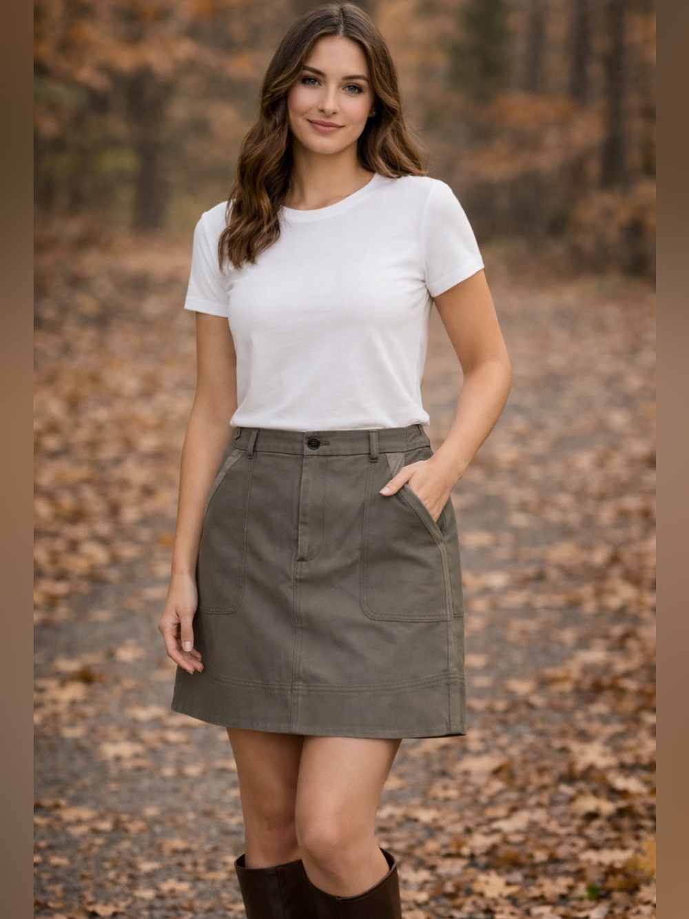 🌸2/20 Club Monaco Utility Cargo Mini Skirt Women’s Small Neutral Safari Capsule